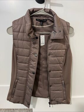 White House Black Market Taupe Quilted Vest